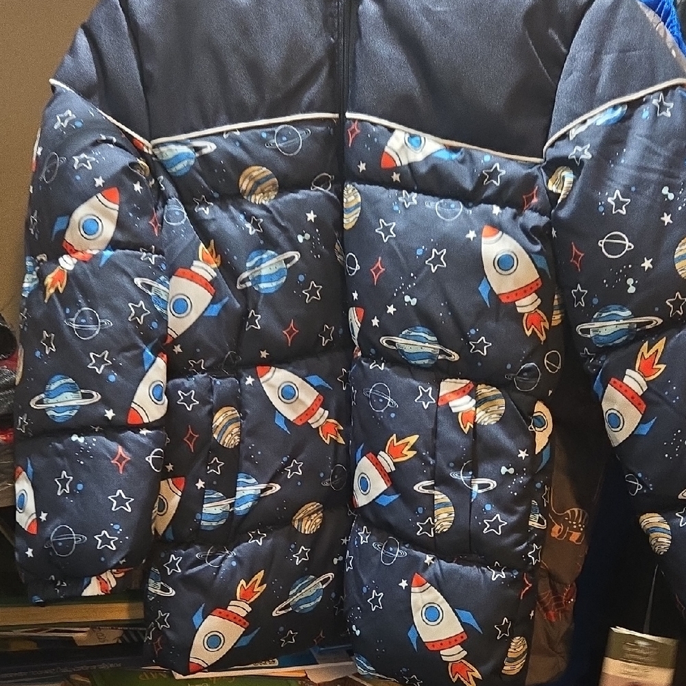 Children's Rocket Adventure Puffer Jacket - Navy